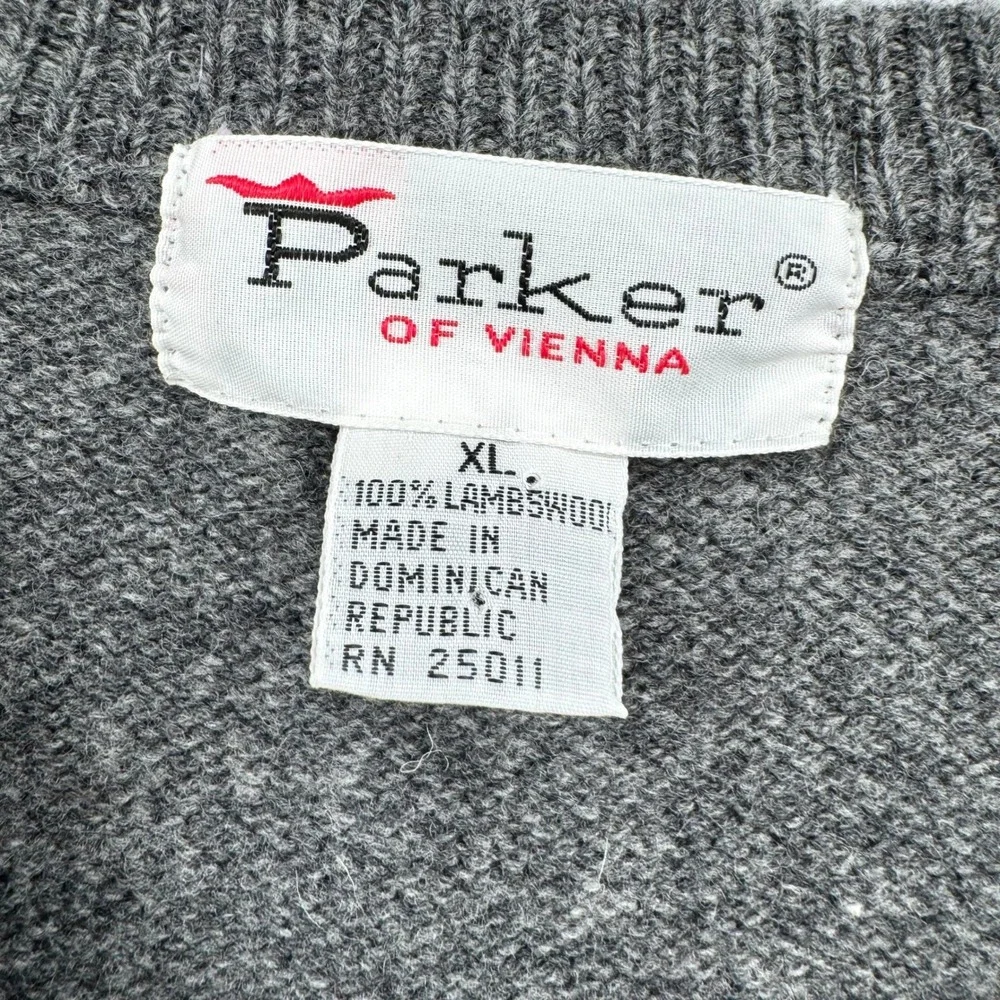 Parker of Vienna Charcoal Gray Lambswool V-Neck Sweater Vest Mens XL‎